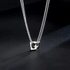 This minimalist square interlocking double-layer necklace is the same as Tan Jianci's. It's a trendy, versatile and high-end collarbone chain for men Application Scenario